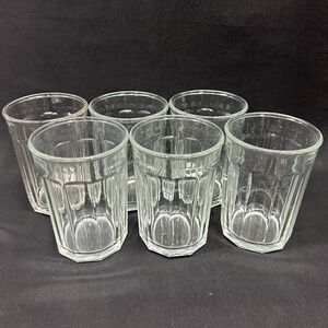 Luminarc 10 Panel Clear Glass Tumbler 21oz 5 3/8", Vintage, Set of 5 Plus Bonus